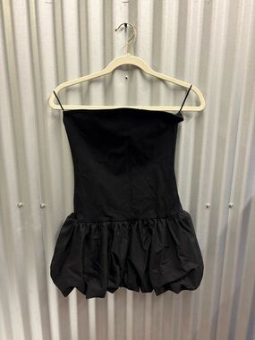 GLG Black Strapless Bubble-Hem Mini Dress